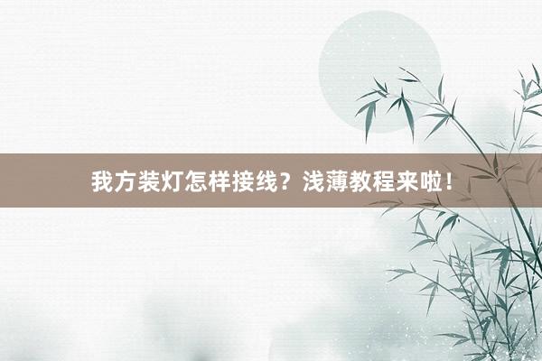 我方装灯怎样接线？浅薄教程来啦！